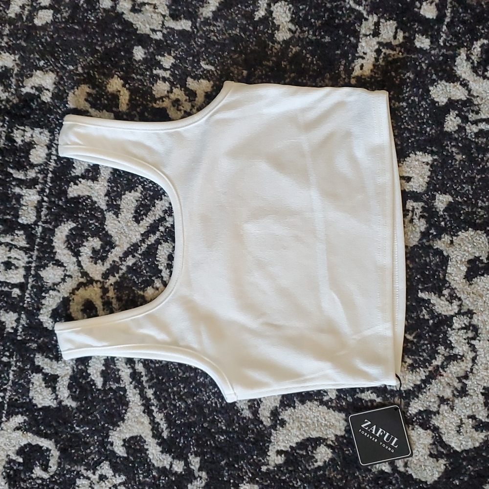 ZAFUL Plain Ribbed Cropped Tank Top